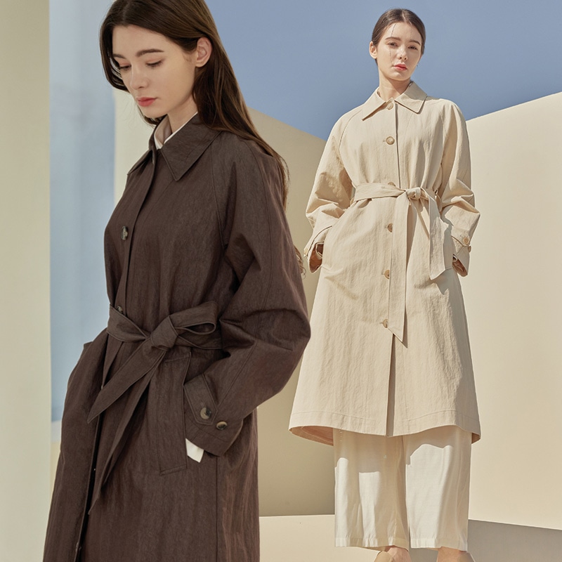 a.riff エディスベルトロングトレンチコート 2色展開 ブラウン クリーム フリーサイズ シンプル コート 冬 秋 春 アウター 大人カジュアル ロング丈 ベルト付き レディース シーズンレス