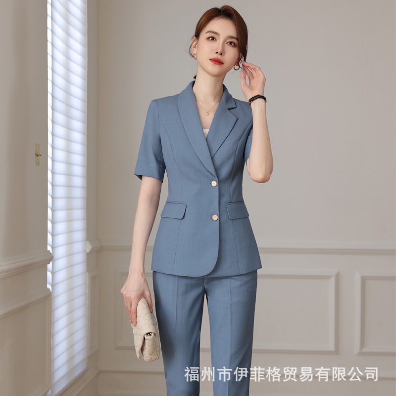 プロフェッショナルスーツスーツ2024新しいスタイル女性夏のハイエンド放送ホスト芸術試験フォーマルスーツ小男性用