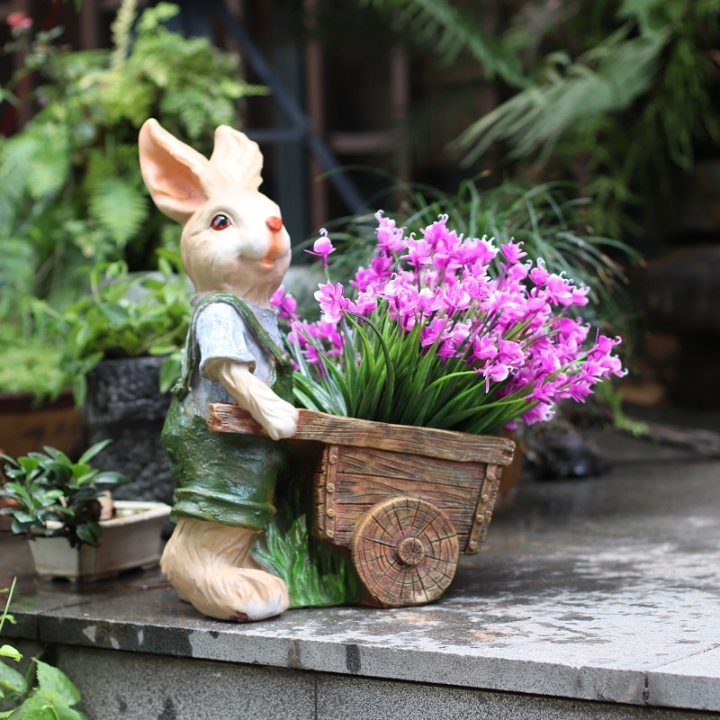 ガーデンオーナメント フラワーポット ガーデニング ガーデン ウサギ 植物プランター ベランダー置物