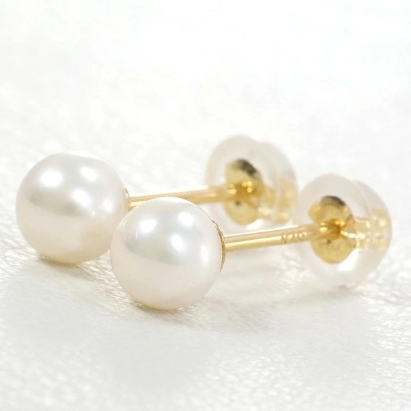 K18 18金 YG イエローゴールド ピアス パール(真珠) 総重量約0.5g ジュエリー 中古