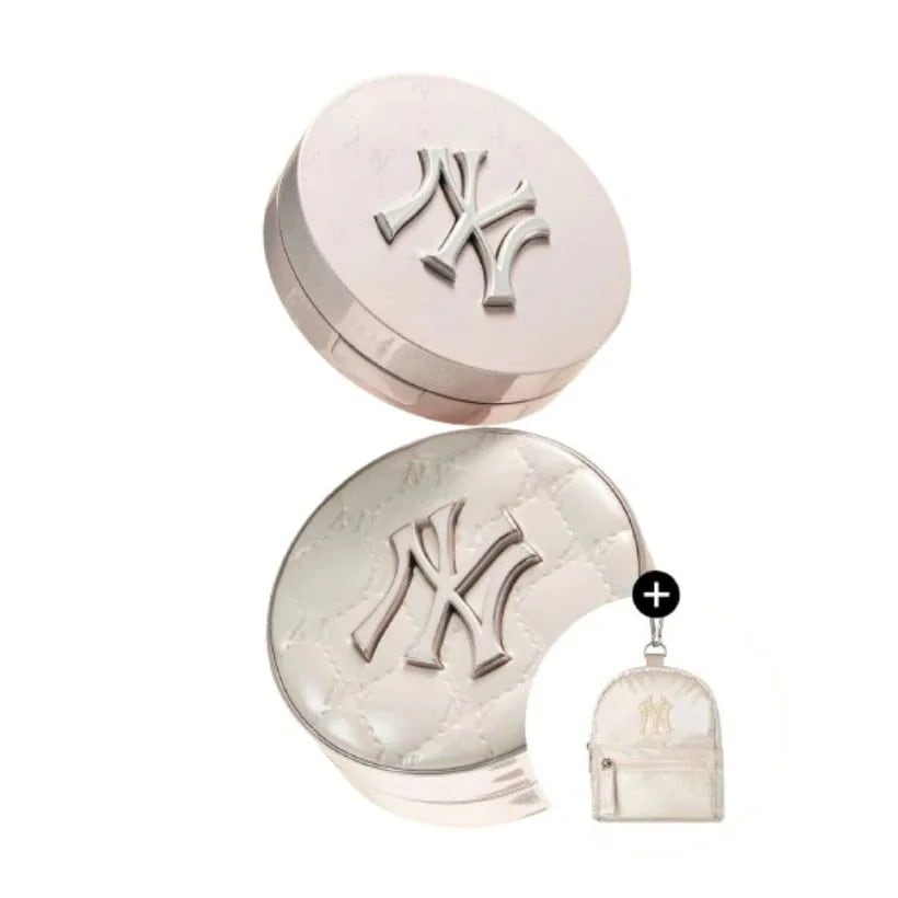 [26SS/New](Cream glaze edition)ホワイトクッション（ケース＋リフィル1個）＋プライマーフィニッシュパクト＋MLBミニバックパックキーホルダー