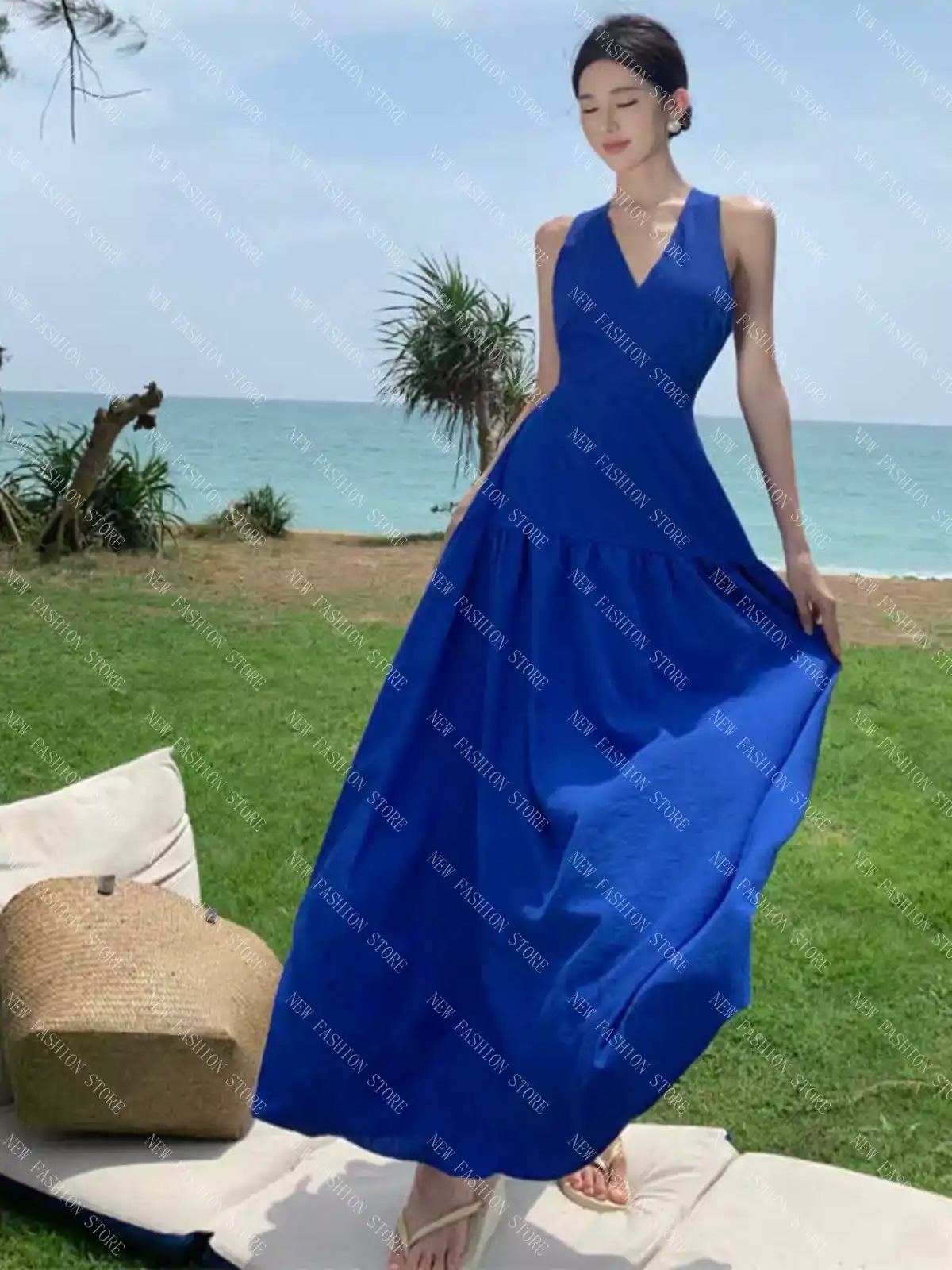 V ネックキャミソールワンピース-71