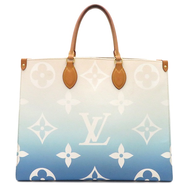ルイヴィトン LOUIS VUITTON 2WAYバッグ オンザゴー GM モノグラムジャイアントキャンバス ブルー×ベージュ ゴールド金具 トート ハンドバッグ バイザプール 青 M57639 TJ