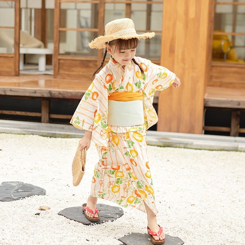 夏 綿 子供服 和風 浴衣 女の子ワンピース 子供服 花火大会 桜の季節