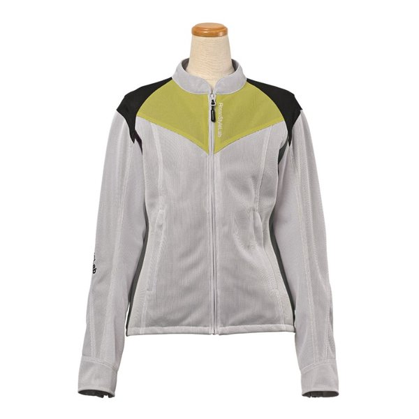 春夏 ROJ-114 ライダースメッシュジャケット レディース ライトグレー/イエロー L ROJ-114/LIGHT GRAY/YELL
