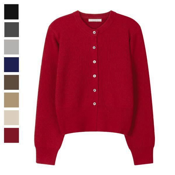 女性の変わりやすい季節のレイチェルラウンド長袖カーディガンSGW CA Q089 レッド_P407346665 6,182円