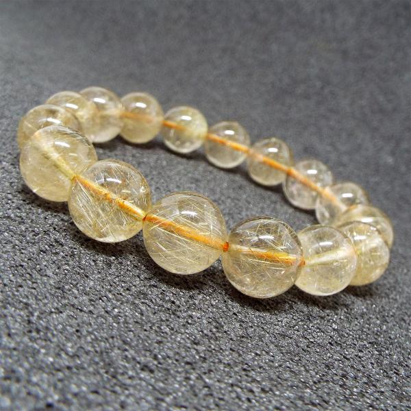 ゴールドルチルクォーツ ルチルクォーツ ブレスレット 約14mm 天然石 パワーストーン アクセサリー ブラジル産 TB0178