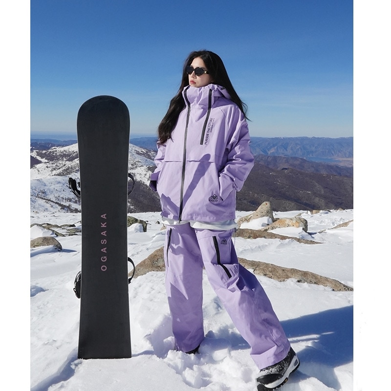 スノボウェア 2025 上下セット メンズ レディース アウター ジャケット パンツ ズボン 無地 黒 紫 厚手 ウィンタースポーツ スノーボードウェア スキーウェア スノーウェア 防水防寒 韓国風