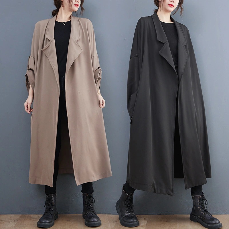 スプリングコート レディース トレンチコート 春コート ロングコート 春 秋 アウター とろみ感 上品 チェスターコート 通勤 高級感 大人 オシャレ ゆったり