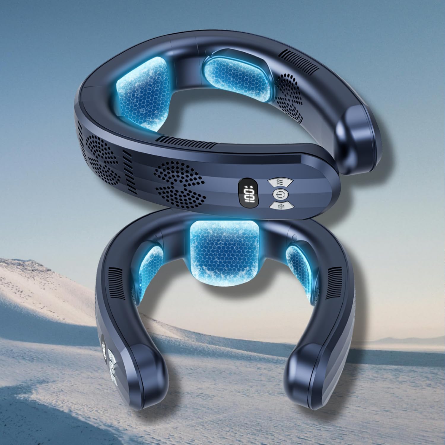 【10000mAhモデル&ネッククーラー】aanotoee 首掛け扇風機 ネックファン 携帯扇風機 ネックファン 冷却プレート半導体冷却 冷房エアコン 軽量 静音 LED付 温度表示 Type-C充電