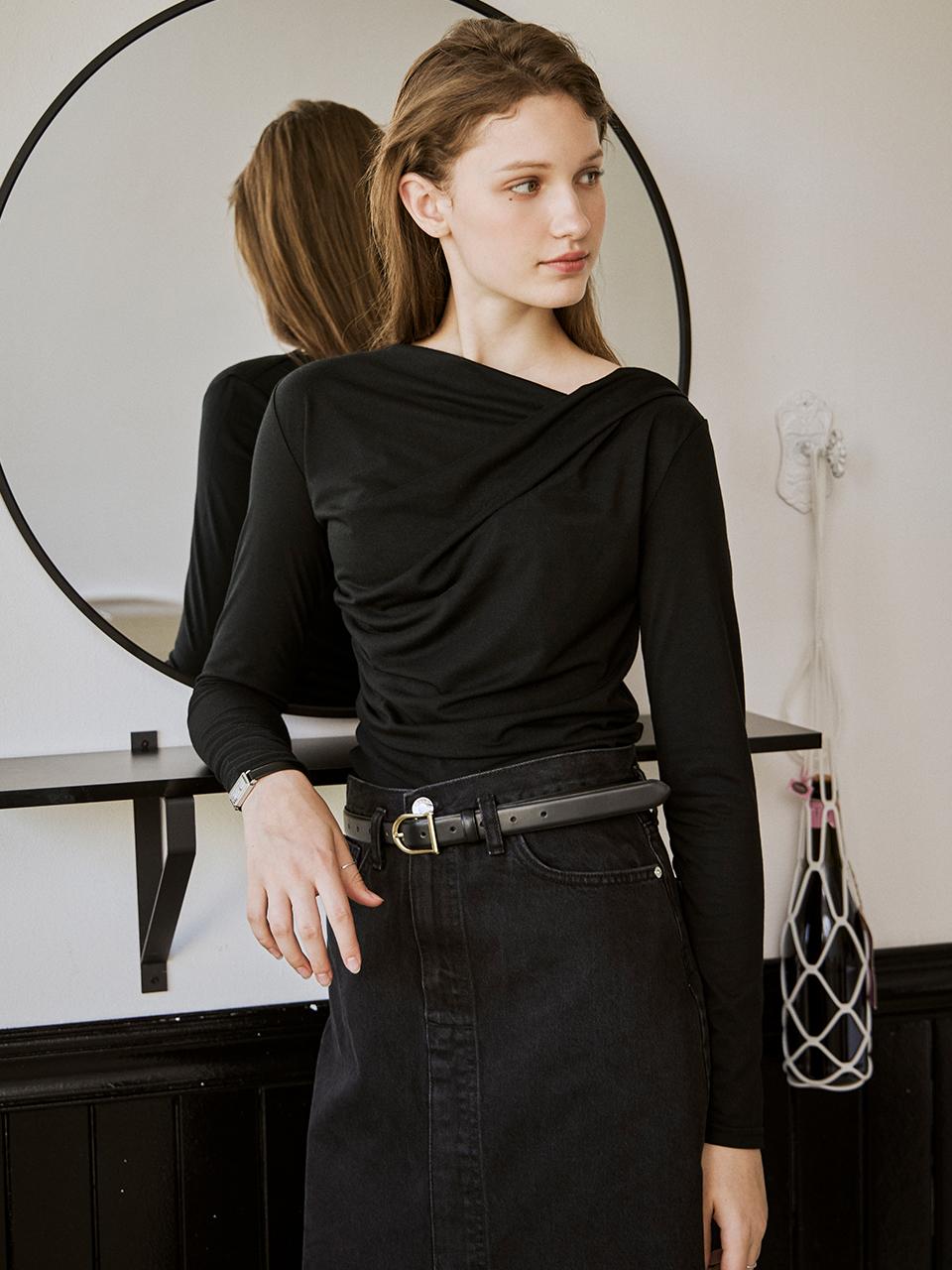 【HUNCH】 DRAPE SHIRRING T-SHIRTS : 2COLOR 10,500円