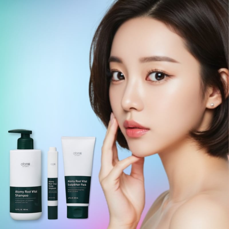 ルートバイタルヘアケア3種セット/シャンプー+ スカーフヘアパック+ スカルプアンプル/脱毛ケアシャンプー/トリートメント/トニック 低刺激 弱酸性 地肌すっきり 根元ふんわり 男女兼用 デイリー用