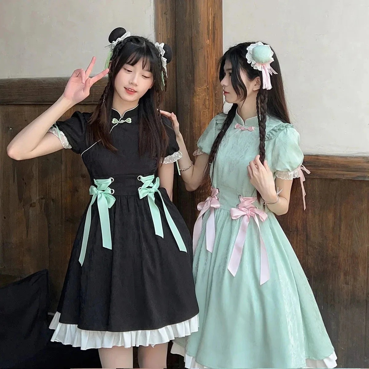 パーティードレス ロリータ ドールスカート チャイナ風 可愛い チャイナドレス 少女 ロリータ ワンピース 中華風 コスプレ 古風 お祭り 花火大会 盆踊り 夏祭り 文化祭 学園祭 コスプレ お花見