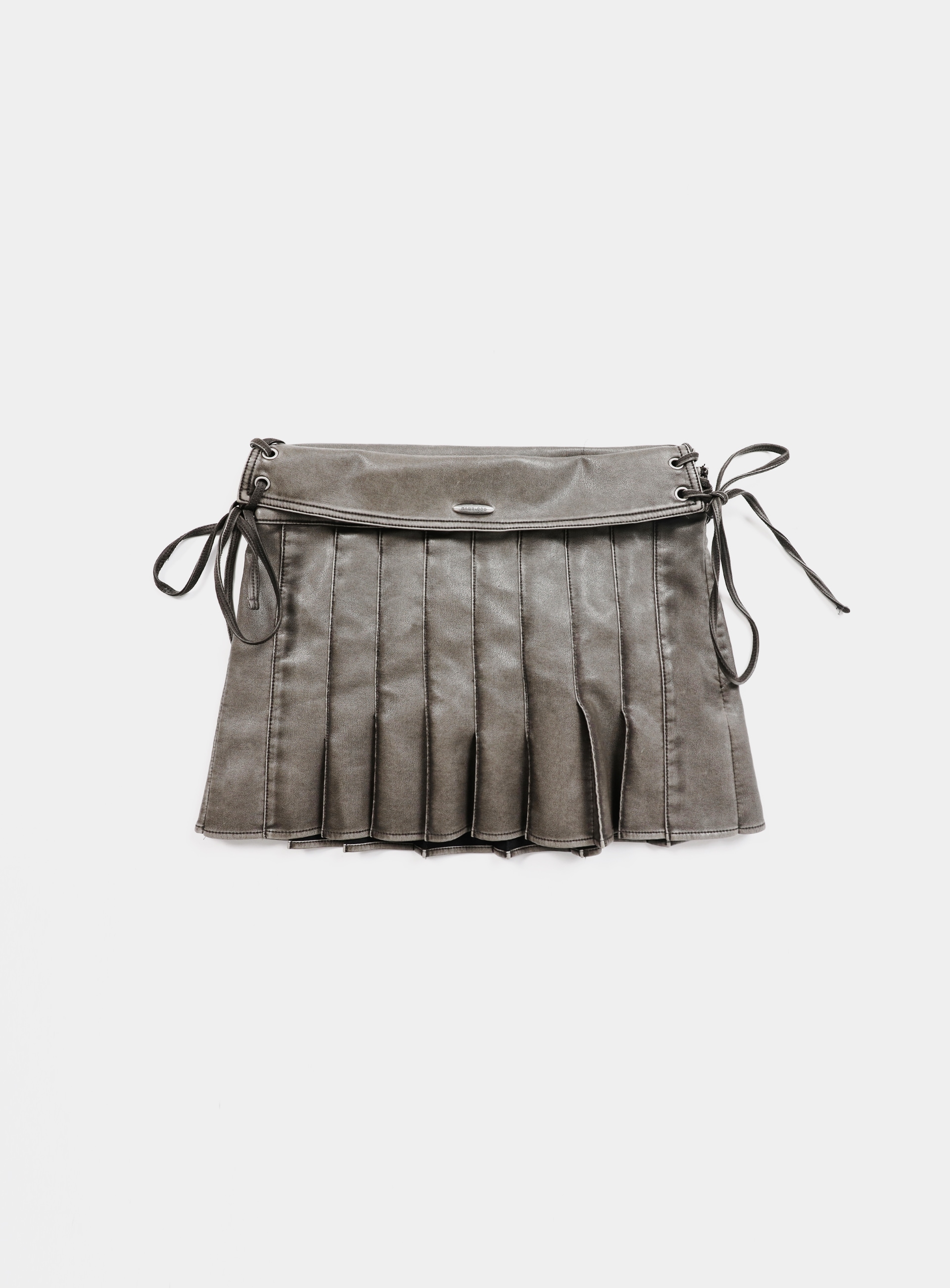 【BADBLOOD】 WASHED LEATHER PLEATED SKIRT : ASH