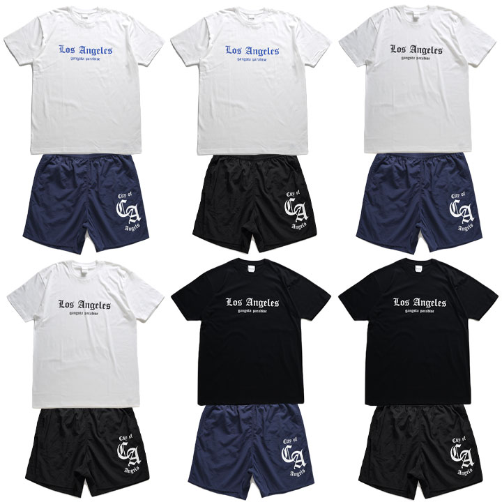 ACE FLAG 上下セット 半袖 LA ブランド Tシャツ ハーフパンツ 上下 メンズ 春夏用 全6色 大きいサイズ エースフラッグ セットアップ ショートパンツ