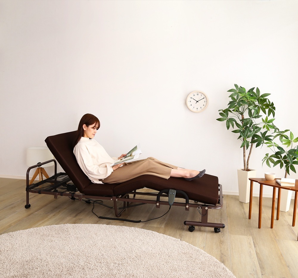 ベッド 電動 リクライニング シングル 折りたたみ キャスター 折り畳み 適度な硬さのマットレス