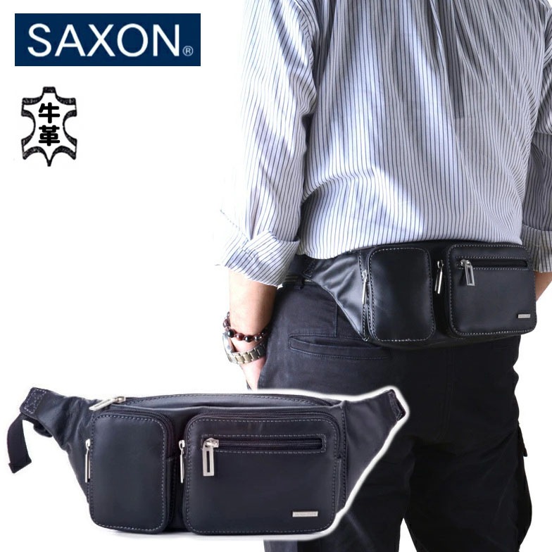 ウエストポーチ ショルダー バッグ 牛革 レザー メンズ カジュアル ブランド SAXON サクソン 5041 本革 クロ お出掛け 旅行 外出