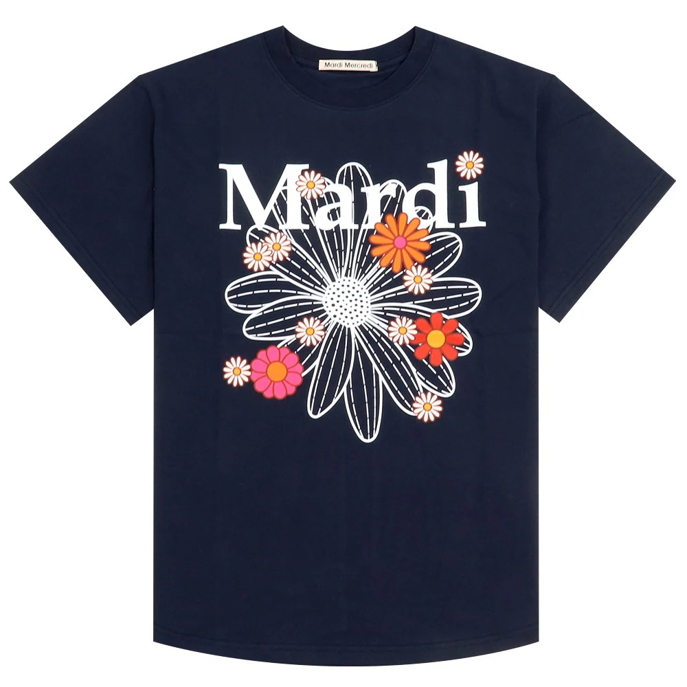 アパレル Tシャツ NAVY WHITE 半袖 TSHIRT FLOWERMARDI BLOSSOM 韓国 ファッション レディース ストリート
