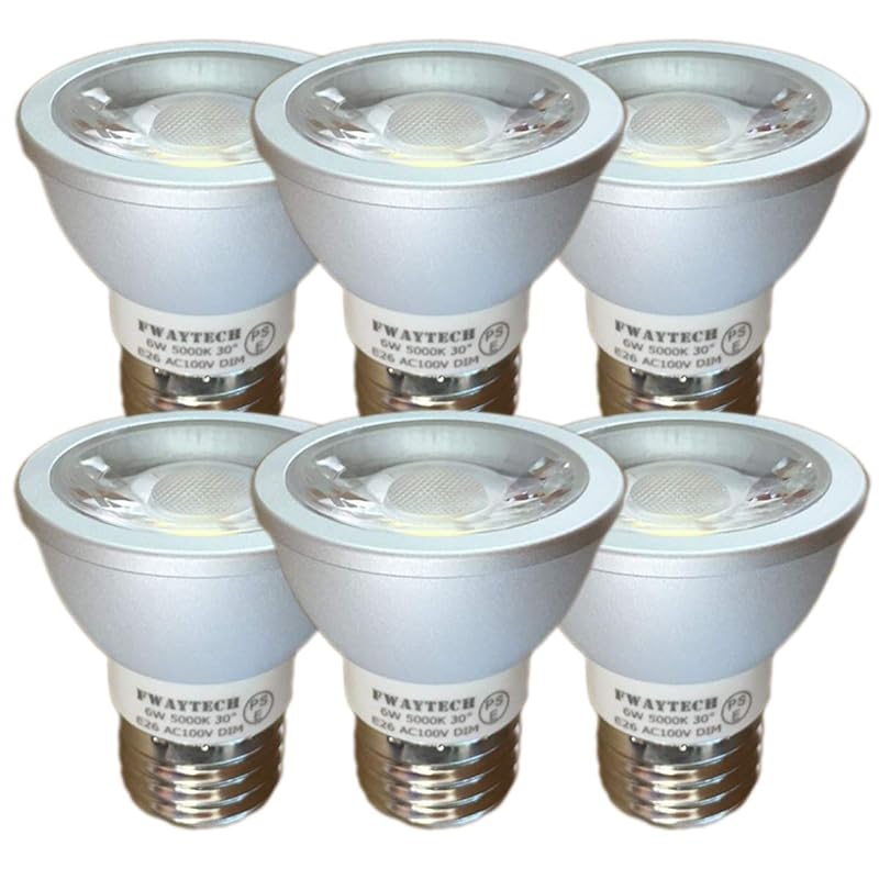 FWAYTECH LEDスポット電球 E26 調光対応 6W ダイクロ型50W60W相当 中角30度 ダクトレールLEDスポットライト ダイクロハロゲン電球代替え 密閉器具対応 (昼白色相当(500