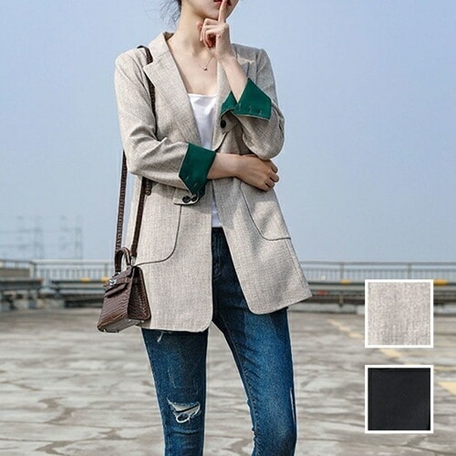 アウター ジャケット 韓国 ファッション レディース 秋 冬 カジュアル コーデ シンプル 定番 セレカジ 20代 30代 40代 2025 バイカラー タイト目 テーラード風 モード