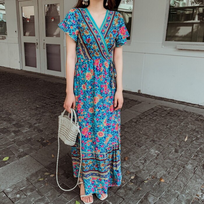 夏 新作 2022 レディース 4色 大きいサイズ S2XL ワンピース ドレス ロングワンピース ロング丈 マキシワンピース マキシ丈 リゾートワンピース リゾートドレス 4,805円
