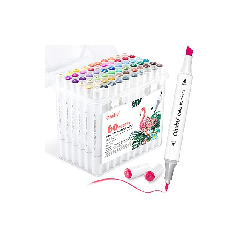 水性マーカー60色 マーカーペン イラストマーカー 筆先 アートマーカーペン 水彩ペン 水性インク