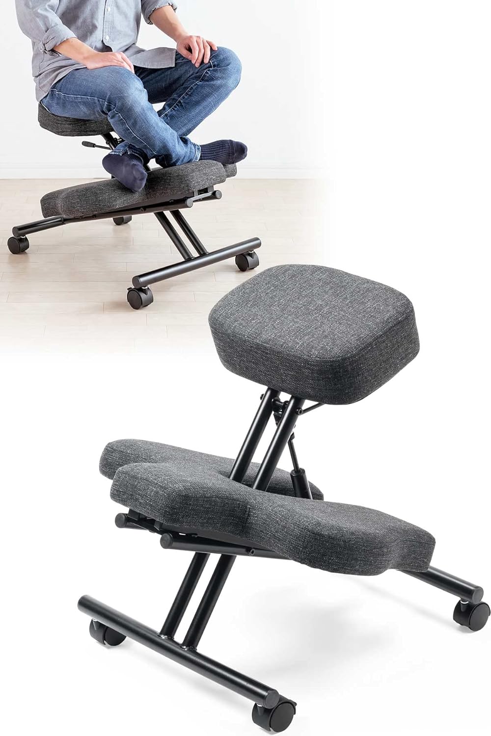 サンワダイレクト バランスチェア オフィスチェア あぐら 高さ調整 キャスター付き エルゴノミクス チェア 勉強 テレワーク 150-SNCH051