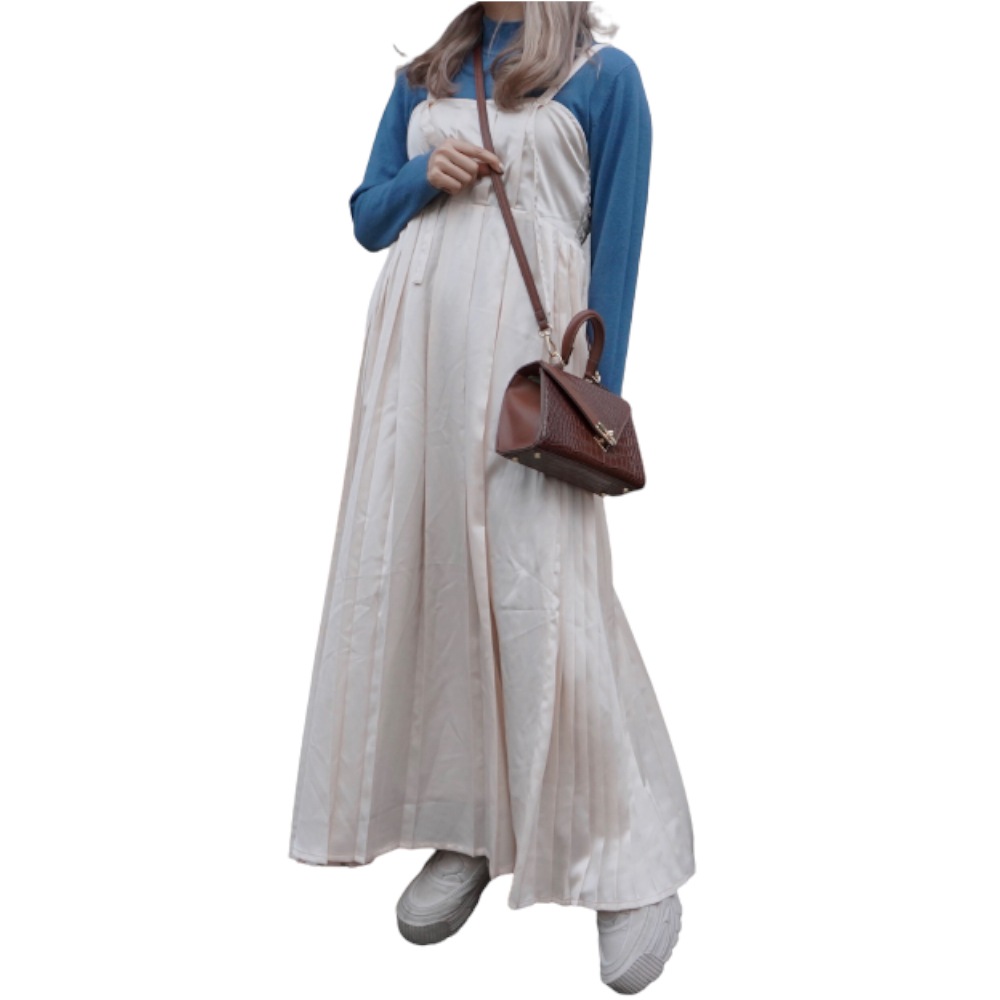 Pleats Satin Cami-Onepiece (cream) A.D.G レディース