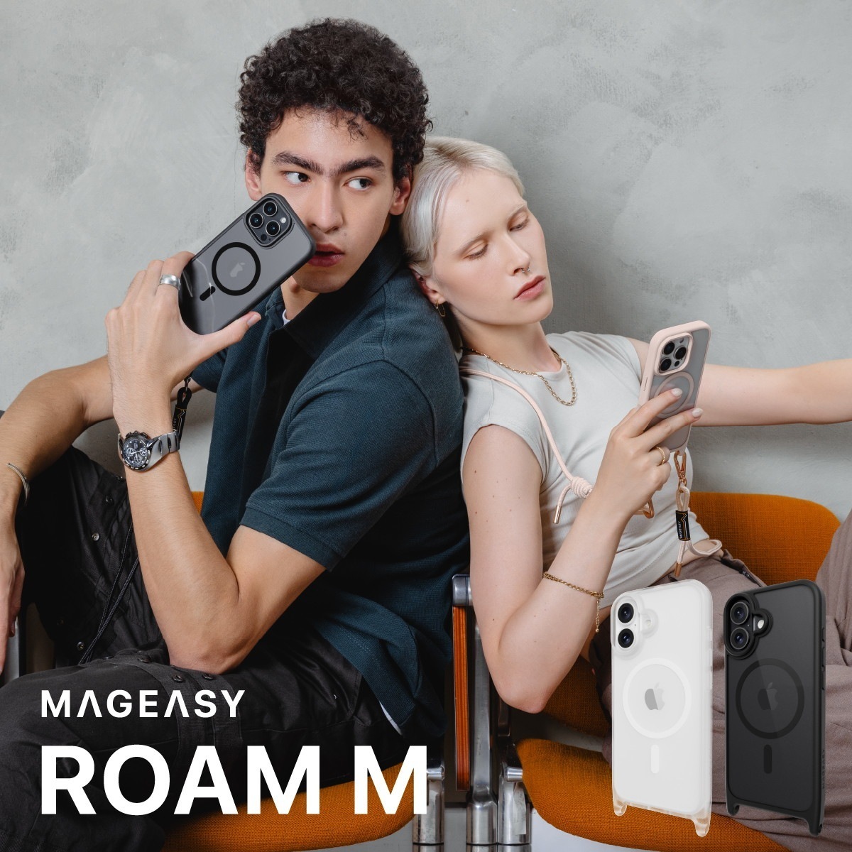iPhone 16 Plus 対応 ケース ショルダー ストラップ 付き クリア MagSafe 対応 耐衝撃 MIL規格 マグセーフ スマホケース Roam M