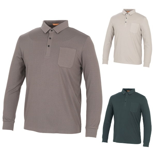 KIM YOUNG JOO GOLF 春/秋エンボス加工シームレスカラースパンメンズゴルフウェアロングスリーブ Tシャツ DPFMTS95