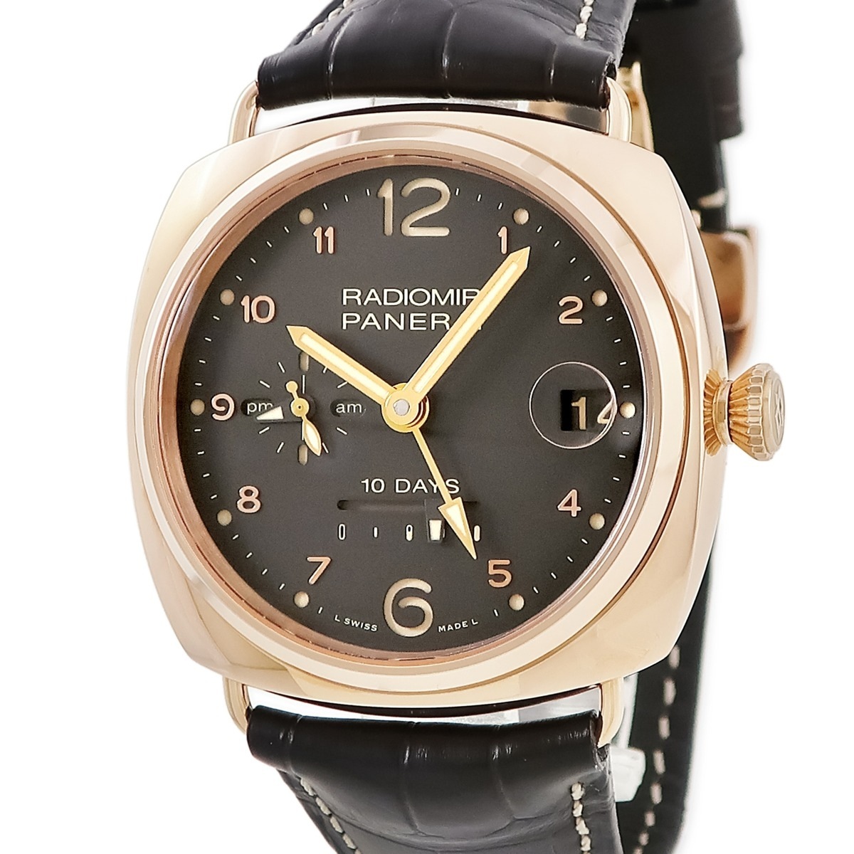 ラジオミール 10デイズ GMT オロロッソ PAM00497 O 069/250 自動巻き メンズ O番 K18RG無垢 ブラウン デイト 限定 3年保証
