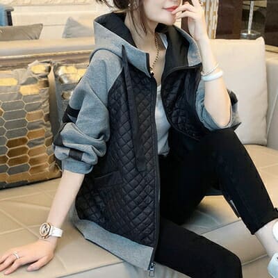 アウター ジャケット ジャンバー パーカー レディース おしゃれ ゆったり カジュアル お出掛け 韓国系 シンプル かわいい ボリューム袖 ジップアップ 切り替え トップス 大きいサイ 長袖