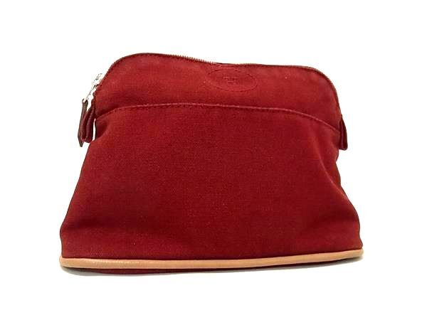 ポーチ ボリードポーチPM コットン100％ - シルバー金具 ボルドー系 化粧ポーチ セカンドバッグ 小物入れ ブランド ミニ財布 タバコケース シガレットケース メンズ【本物保証】