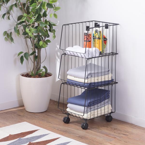 ワゴン 3段 ラック キャスターつき リビング 収納 棚 玄関 収納ラック ランドリー リビング おしゃれ スタイリッシュ スチールラック