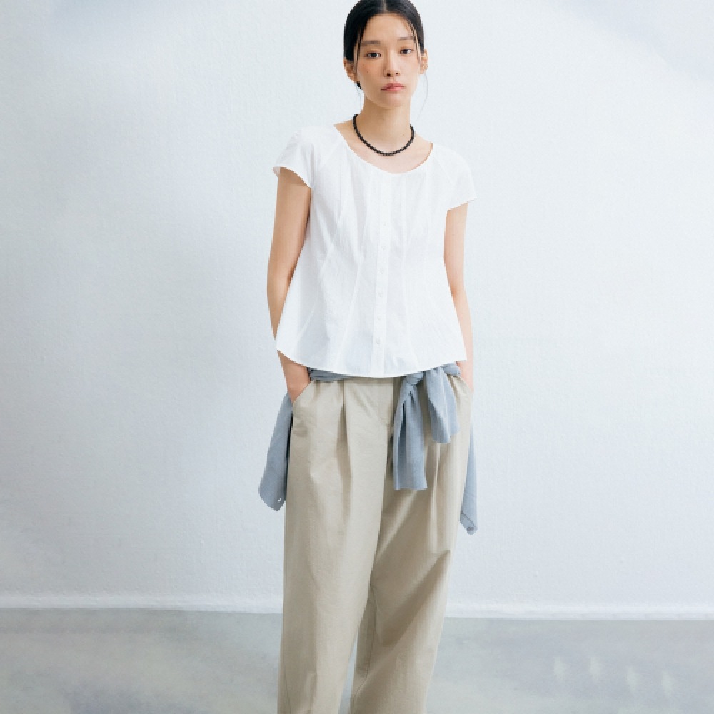 MIXXO ラウンドネック切り替えブラウス_MIWBWF719G