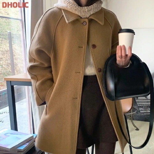 [メガ割りSALE]バックボタンワンタックラグランハーフコート