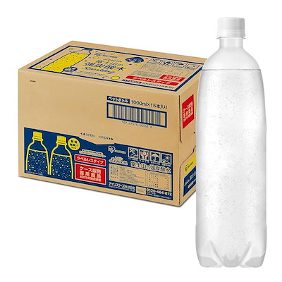 他サイト： アイリスオーヤマ 炭酸水 レモン ラベルレス 1000ml ×15本 富士山の強炭酸水 バナジウム含有 強炭酸水 ペットボトル 静岡県産 ケース 1リットル ボトル 割り材の商品画像