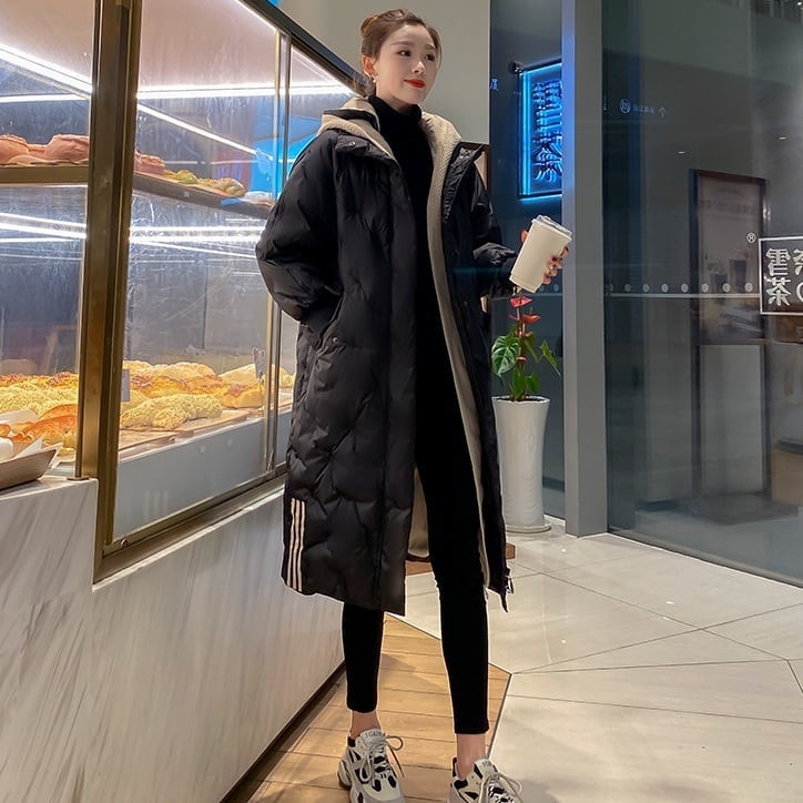 ダウンコート ダウンジャケット ロング丈 ミディアム丈 l コート ジャケット レディース 秋 冬 10代 20代 30代 40代 バイカラー かっこいい 大人 カジュアル 黒 青 3本 ライ