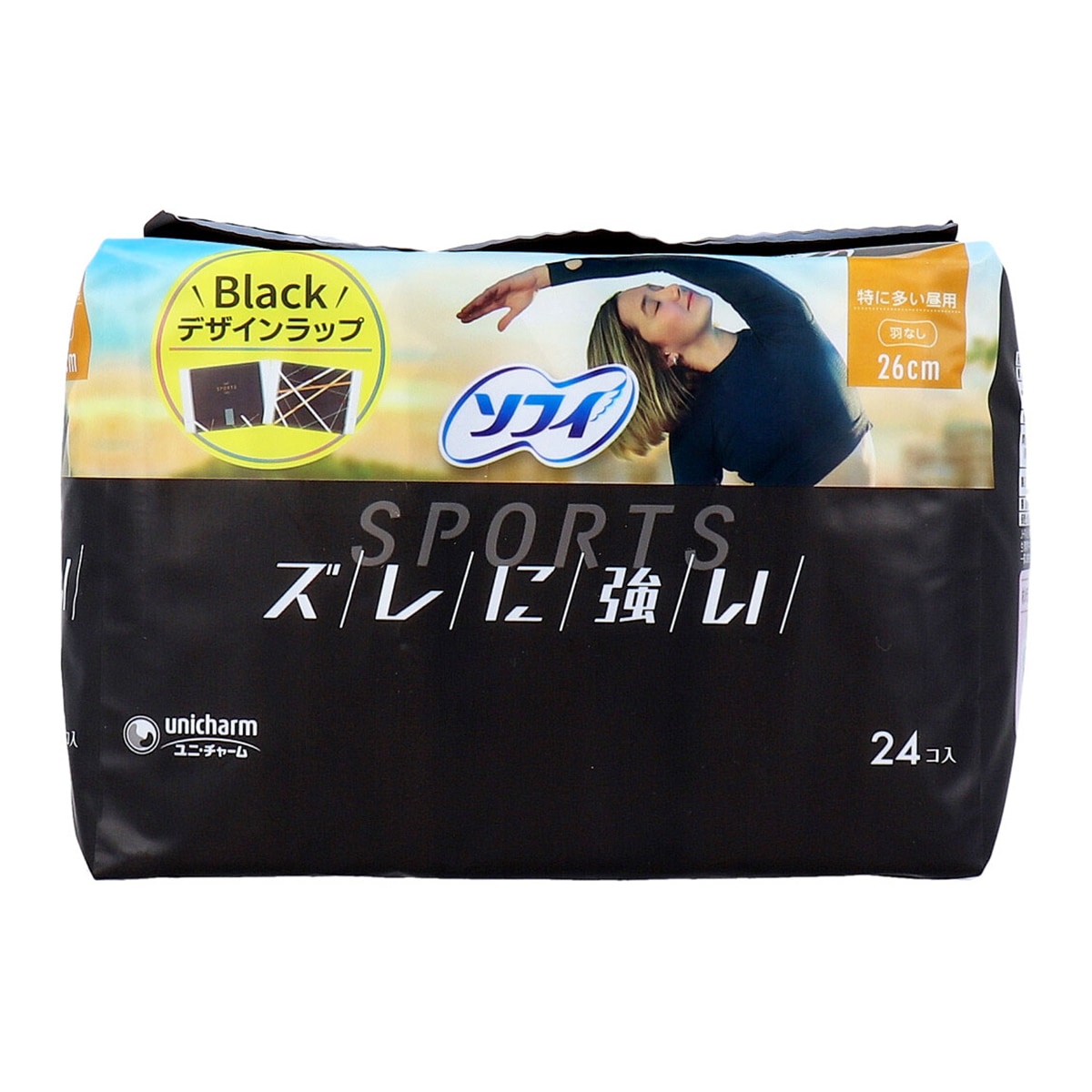 生理用ナプキン ユニ・チャーム SPORTS 特に多い昼用 羽なし 26cm 24個入り X8パック