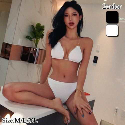 【グラシア】 水着 レディース ビーチウェア スイムウェア 流行 海 プール ビキニ クール ハード ビキニ ブラック ホワイト M L XL ビキニ