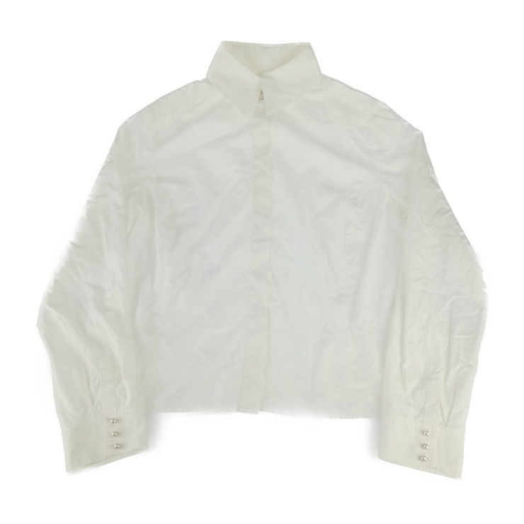 CHANEL シャネル ブラウス ココマーク パールボタンシャツ P24396V12141 ホワイト コットン100％ レディース トップス 長袖シャツ #50【本物保証】