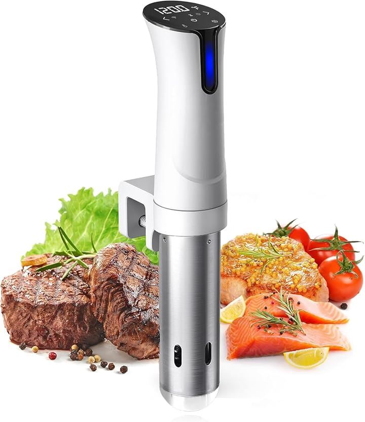 低温調理器 真空調理器 スロークッカーbeemyi 24時間 予約機能 保温機能付き 低温調理機 Sous vide 日本向けに設計 1000Wハイパワー(white, Small)