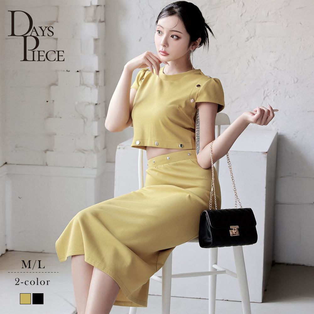 セットアップ キャバ ドレス セットアップドレス 膝丈 ストレッチ 同伴 半袖 韓国ワンピース おしゃれ 着心地良い 大きいサイズ ミディ丈 DaysPiece