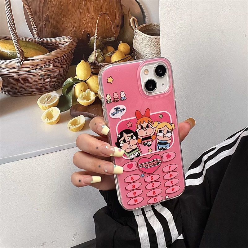 ニッチ イン 漫画 かわいい シンプル ガーリー ハート ノキア パワーパフ ガールズ Apple 15promax 携帯電話ケース 二層 Iphone14 オールインクルーシブ 12 落下防止シリコ