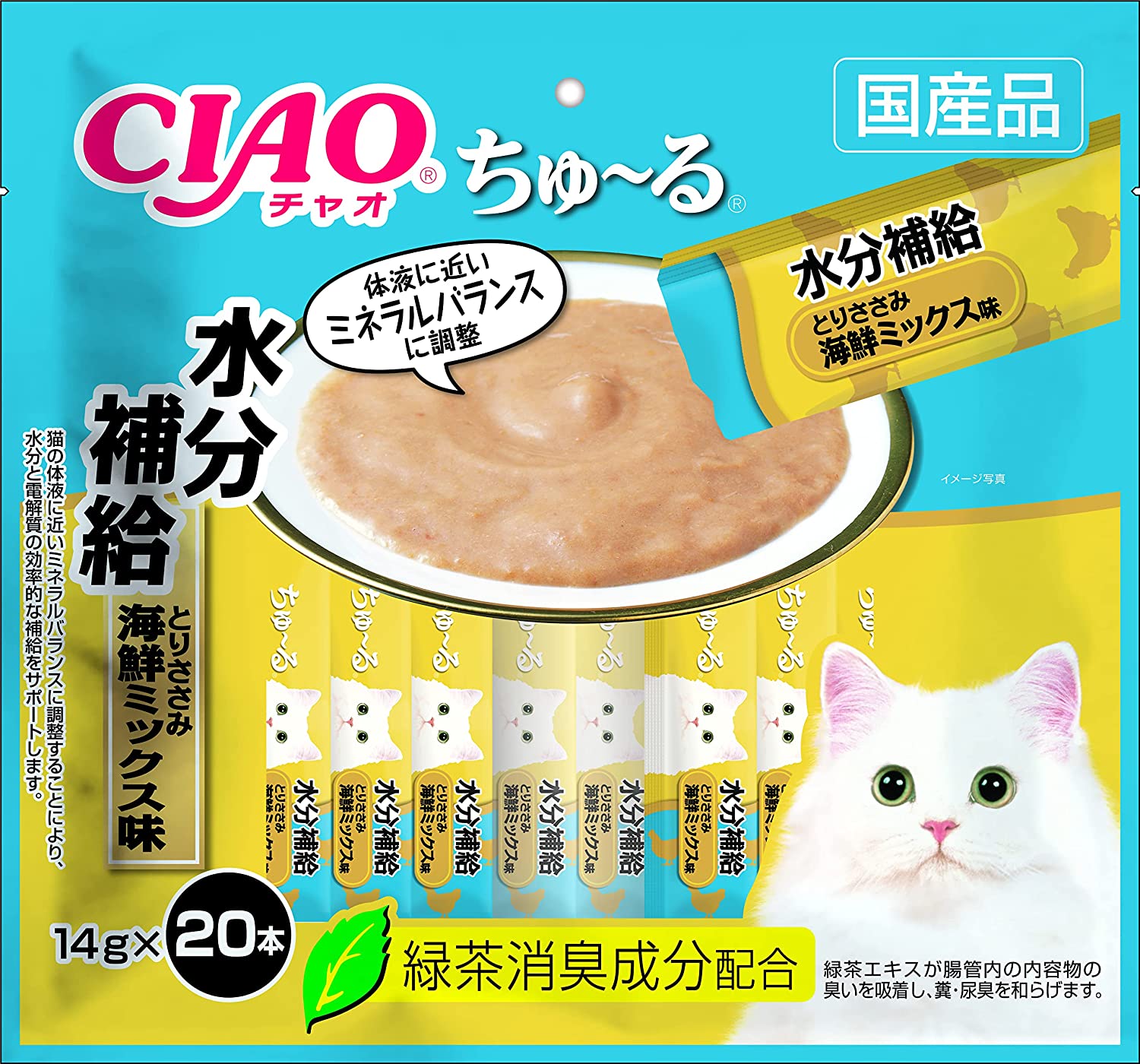 注目ブランド 猫用おやつ (CIAO) チャオ ちゅる20本入り 14g20本 海鮮ミックス味 とりささみ 水分補給 キャットフード