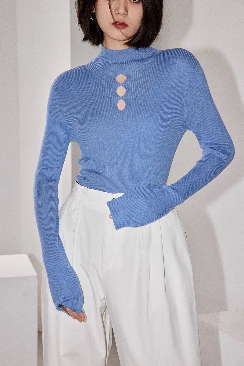 デザイン 美しい ニット セーター 女性用 オールマッチ ウール トップス 個性的 トップス ニットソー 袖あり 長袖 ハイネック 襟なし 大人可愛い きれいめ シンプル 大人 上品 おしゃれ お洒落