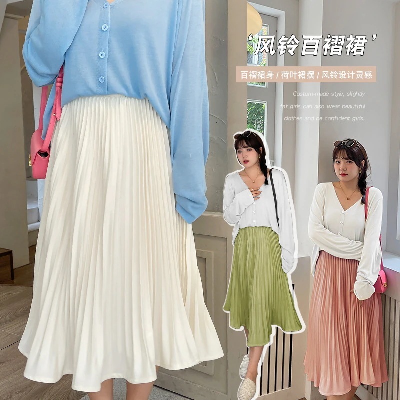 【ぽちゃまに】 春秋 プリーツスカート 大きいサイズ 体型カバー 4色 大きいスカート ミドルスカート メガ割30%までに制限