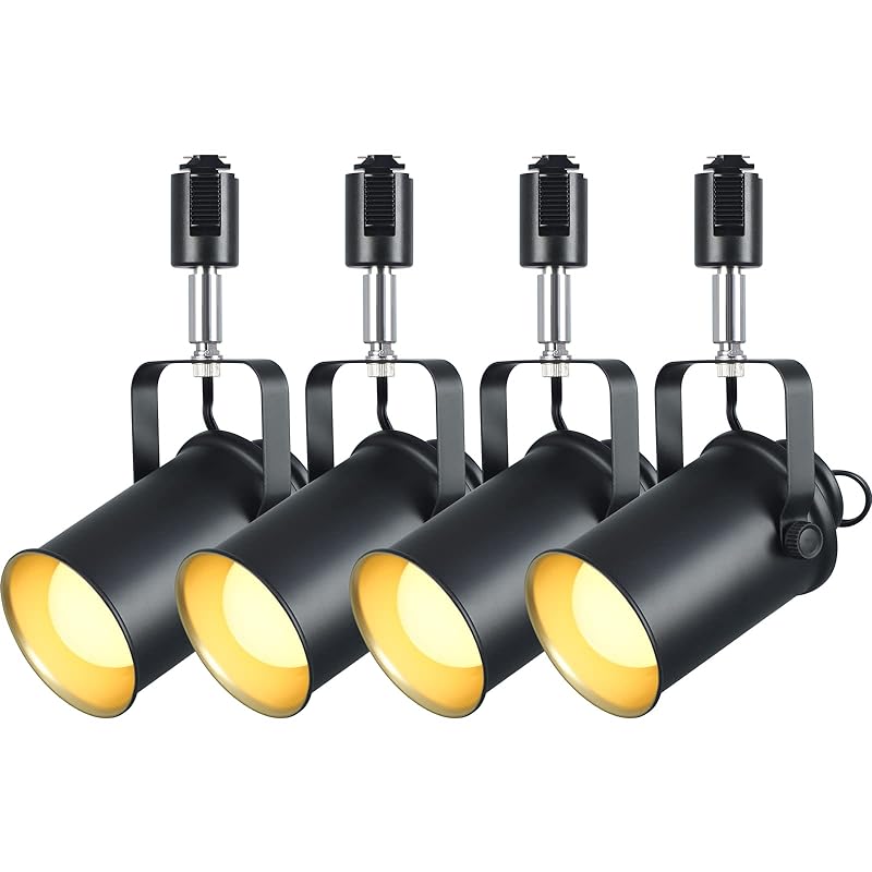 Dotoy ダクトレール用 スポットライト 4個セット E26口金 黒 ダクトレール LED電球 60W形相当 電球色 9W 800lm ライティングバー用照明器具 ledスポットライト 人気 (黒