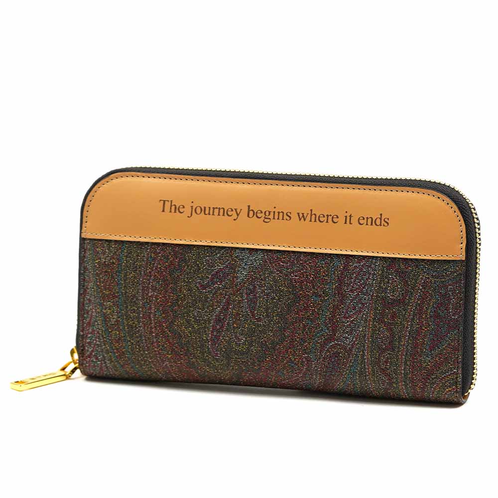 エトロ ETRO 長財布 ラウンドファスナー マットコーティングコットン カーフレザー 1G217-8224-600