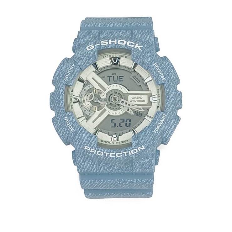 新品未使用展示品 CASIO カシオ 腕時計 G-SHOCK GA-110DC ライトブルー系 ホワイト デジタル文字盤 樹脂 ステンレス メンズ デジタル クオーツ デニム柄【本物保証】